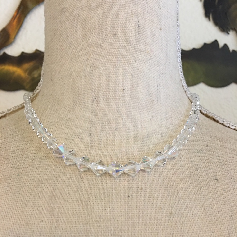 Vintage graduated Swarovski elements 925 necklace